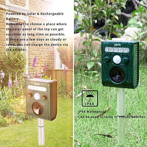 VEAMA YIPIN Ultraschall Tiervertreiber Solar Tierabwehr Wasserdicht Abwehr Katzenschreck Hundeschreck Marderabwehr vogelabwehr - 5