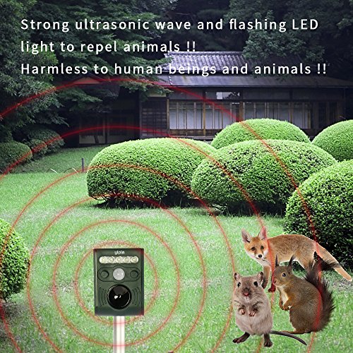 VEAMA YIPIN Ultraschall Tiervertreiber Solar Tierabwehr Wasserdicht Abwehr Katzenschreck Hundeschreck Marderabwehr vogelabwehr - 6